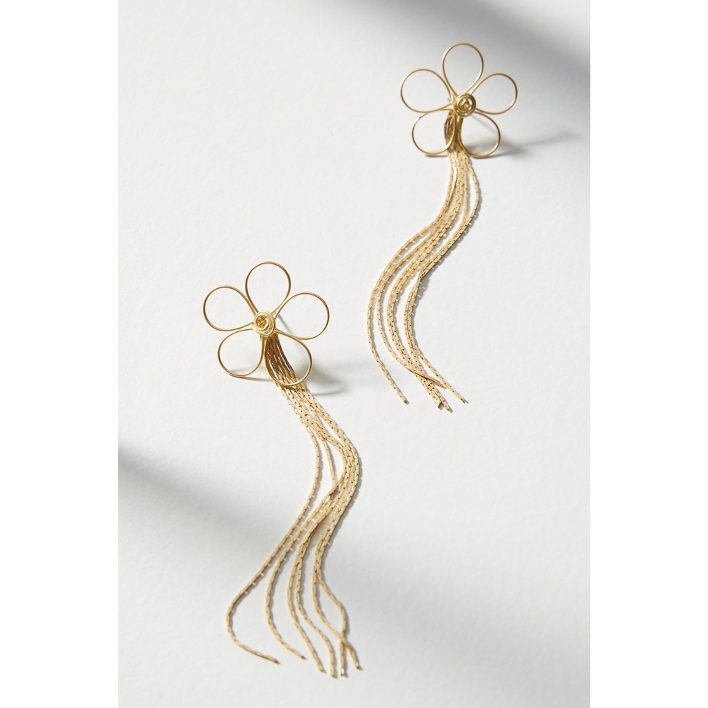NWT Anthropologie Darling Daisy Drop Earrings Gold